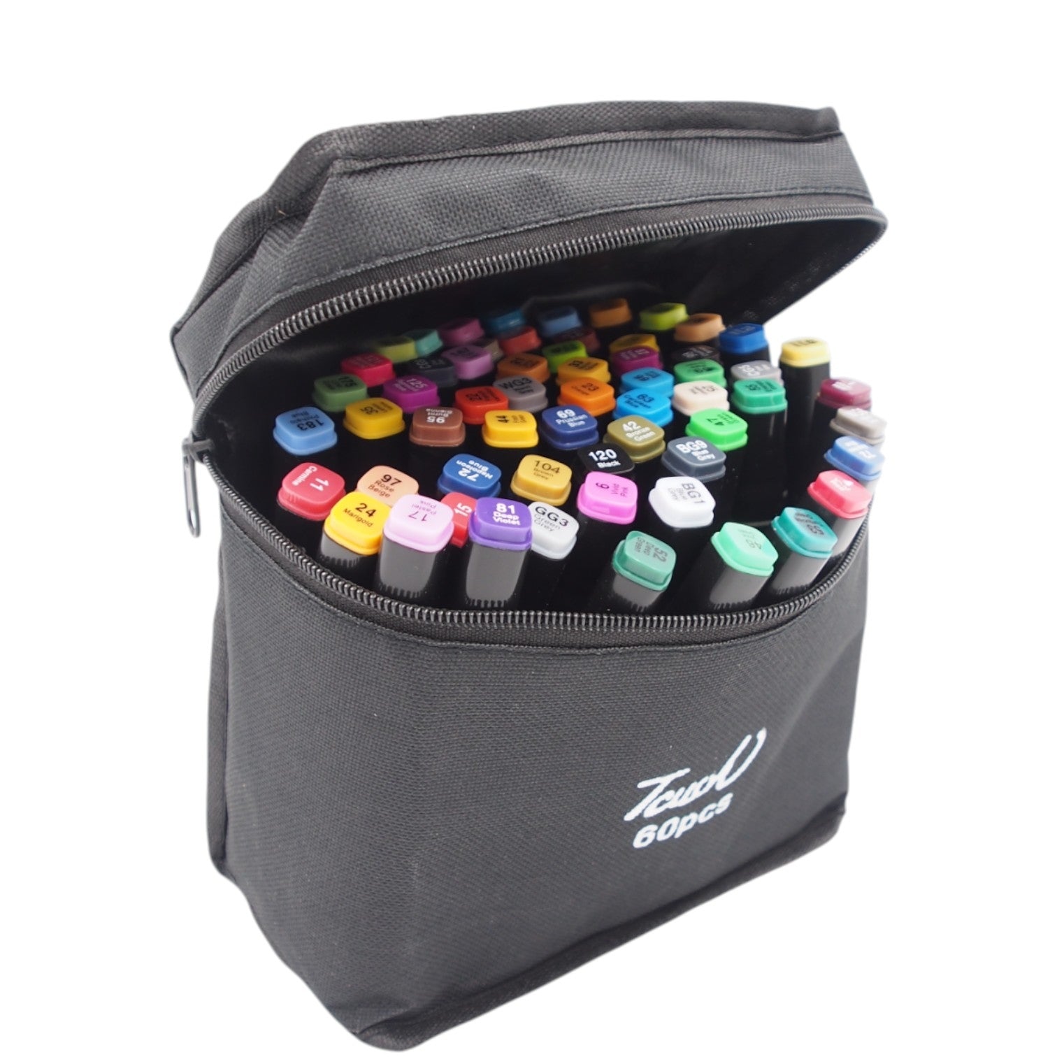 Dvigubi markeriai piešimui ir spalvinimui, 60 vnt. su dėklu