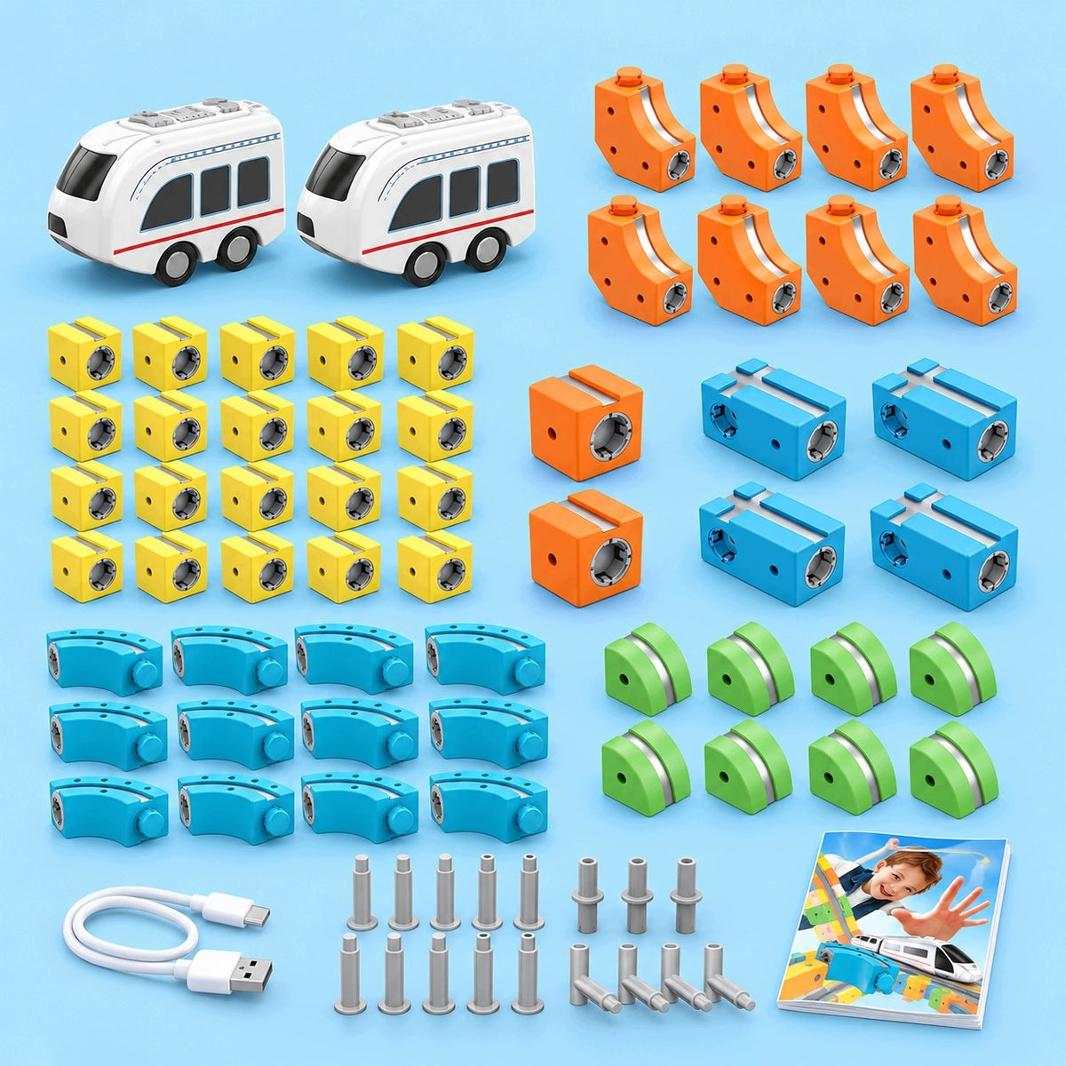 MAGNETIC RAILCAR magnetinis takas su 2 traukinukais, 97 detalės