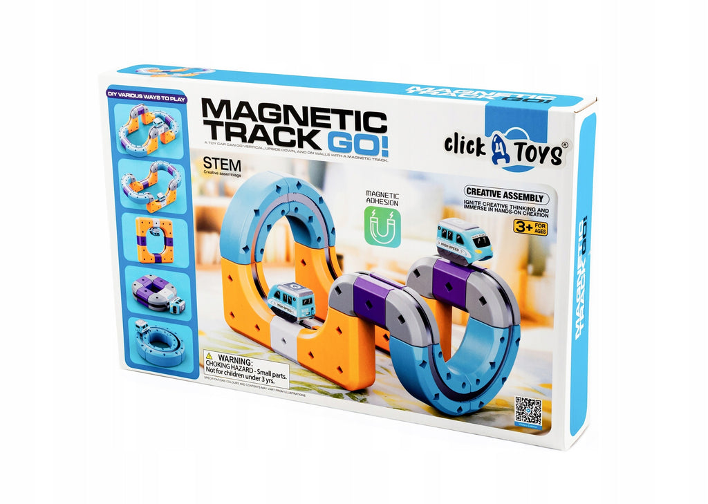 click4TOYS MAGNETIC TRACK GO! magnetinis takas su traukinuku, 39 detalės