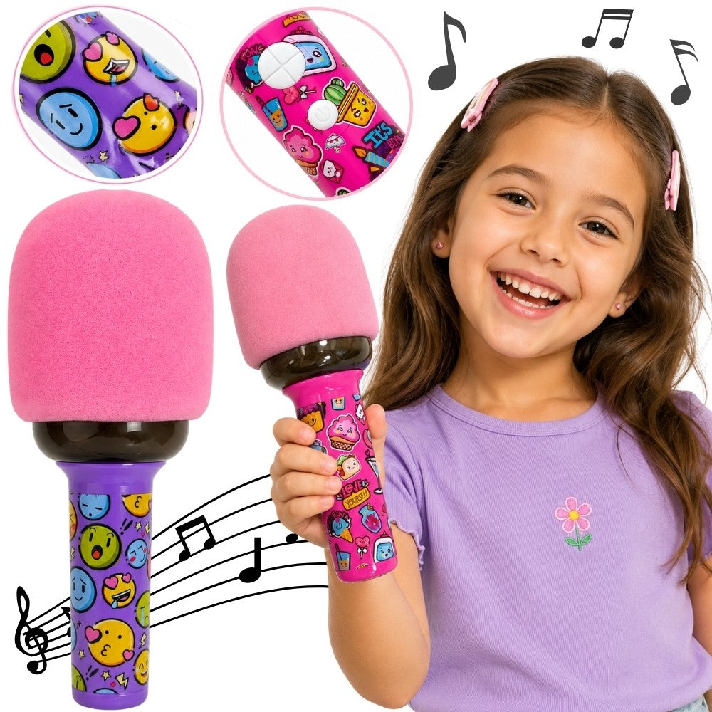 WOOPIE belaidis karaoke mikrofonas su Bluetooth garsiakalbiu ir LED, rožinis