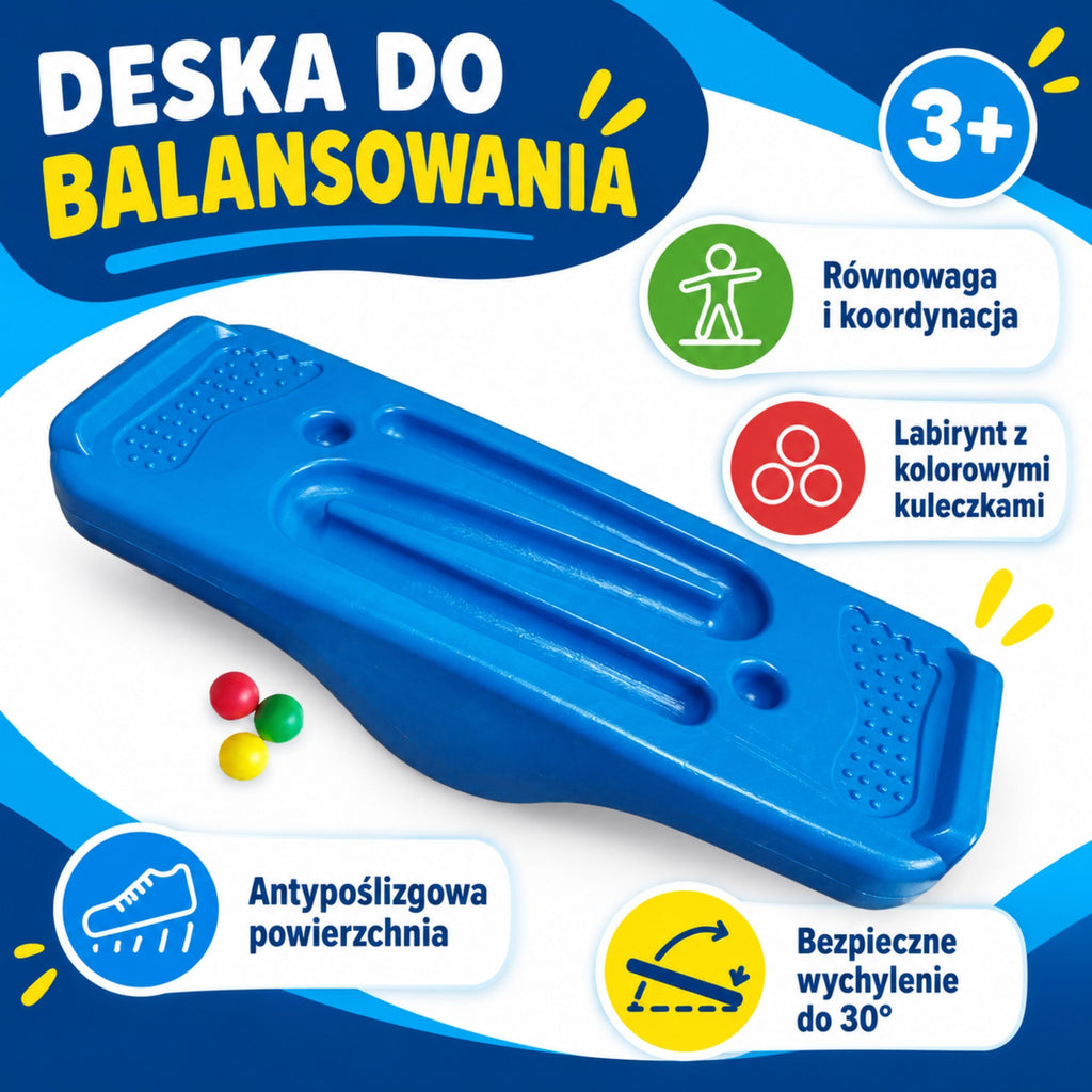 WOOPIE balansinė lenta su sensoriniu labirintu, mėlyna