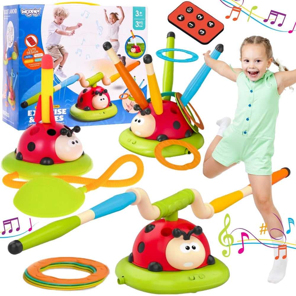 WOOPIE 3 in 1 žaidimas „Boružė“: raketų leidimas, šokdynė ir mėtymas į taikinį