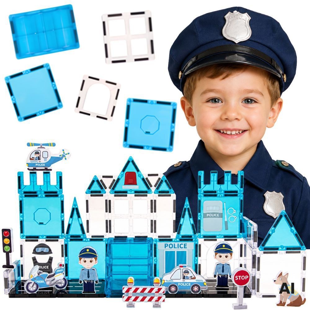 WOOPIE 3D magnetinės kaladėlės „Policijos nuovada“, 42 vnt.