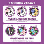 WOOPIE dailės rinkinys su blizgia folija ir spalvinimo kortelėmis „Kosmonautas“, 121 vnt.