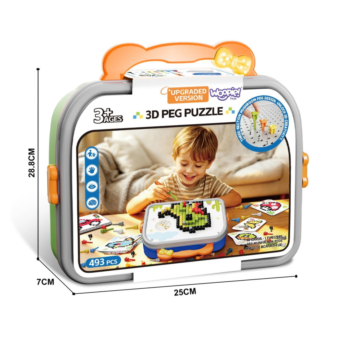 WOOPIE Montessori mozaika „Grybai“, 493 vnt.