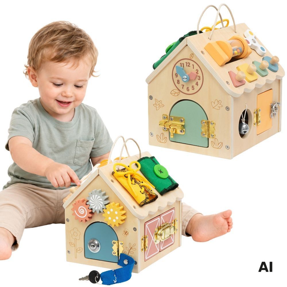 TOOKY TOY medinis lavinamasis namelis su spynelėmis