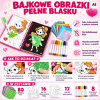 WOOPIE dailės rinkinys su blizgia folija ir spalvinimo kortelėmis „Princesės“, 121 vnt.