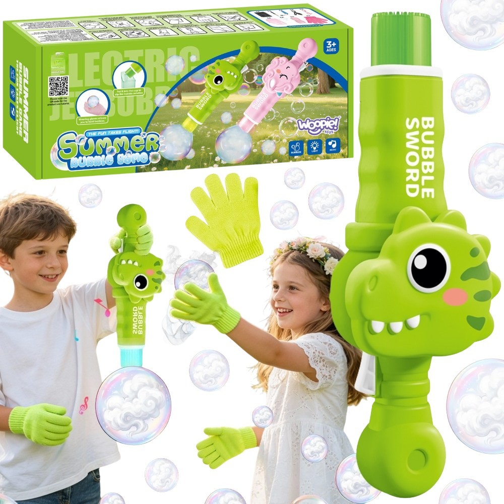WOOPIE įkraunamas muilo burbulų šautuvas su dūmais „Dinozauras“