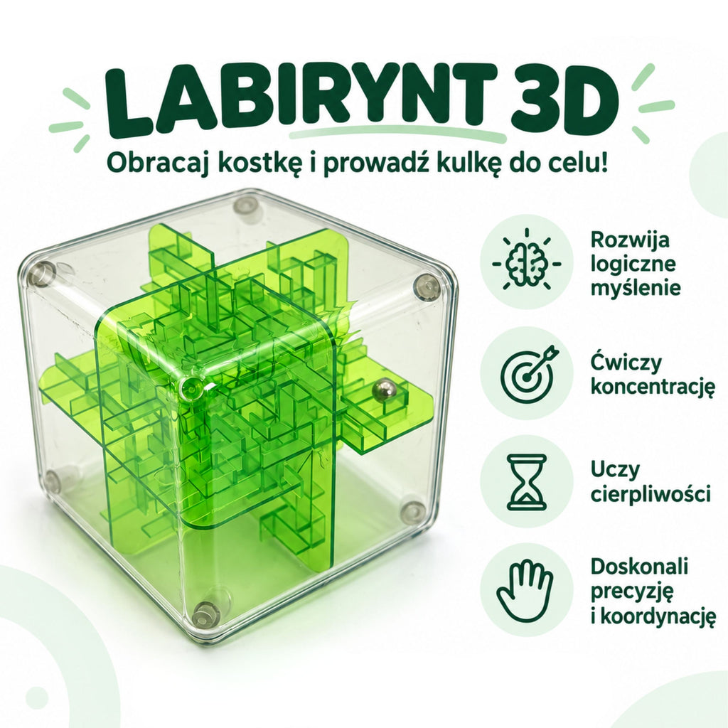 WOOPIE 3D labirintas-kubas su kamuoliuku, žalias