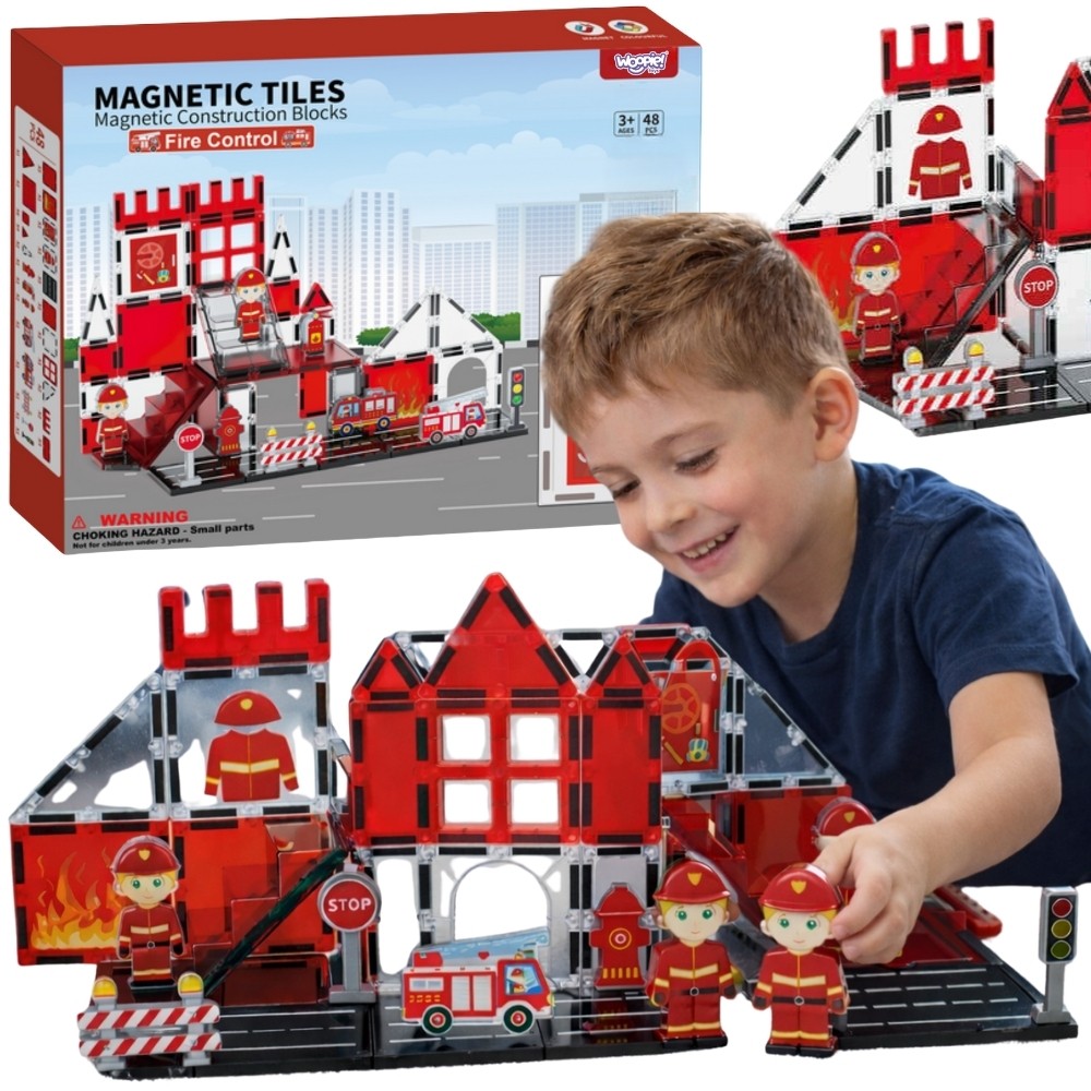 WOOPIE 3D magnetinės kaladėlės „Gaisrinė“, 48 vnt.