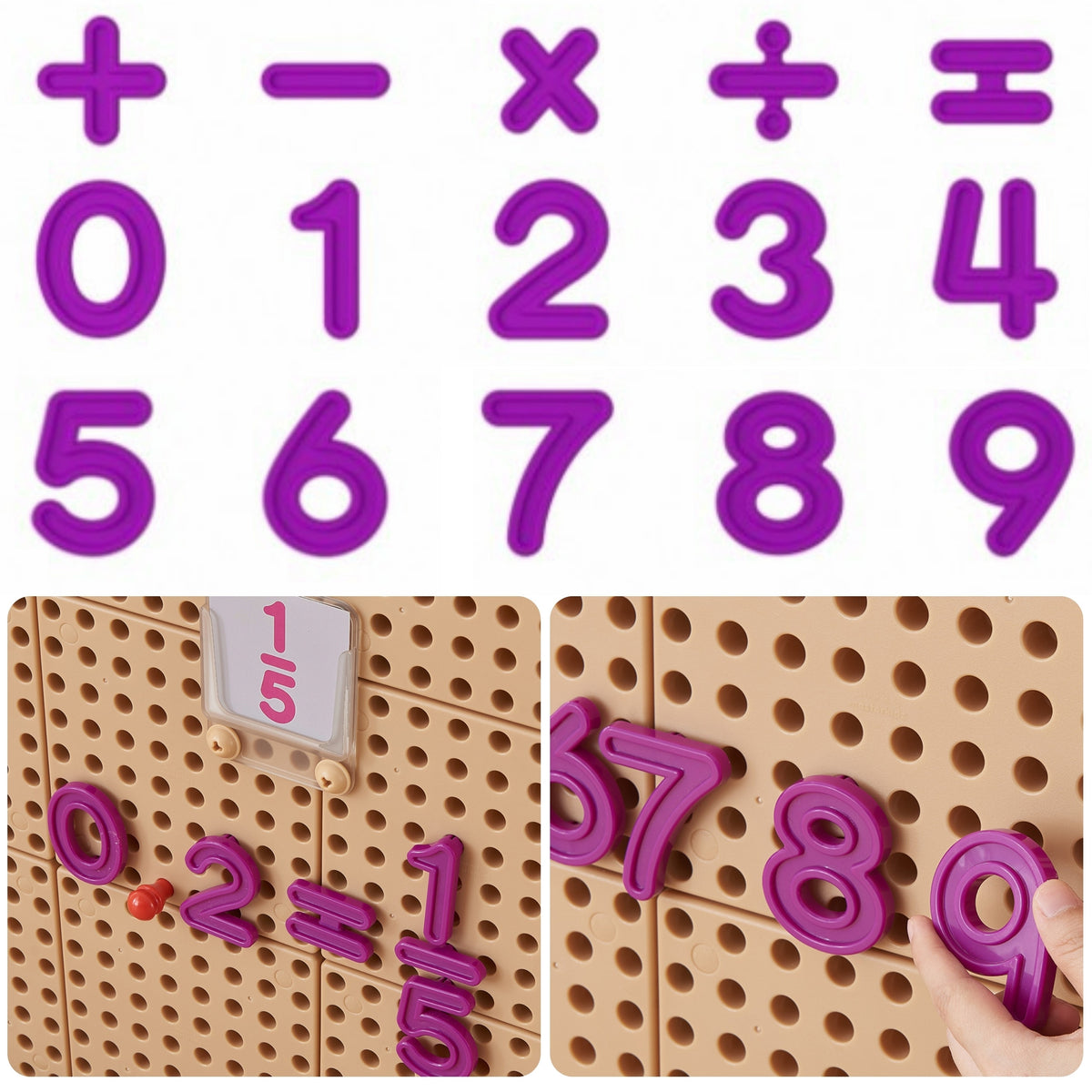 MASTERKIDZ skaičių ir simbolių rinkinys skaičiavimui ir matematikai mokytis STEM sieninėms panelėms, 82 vnt.