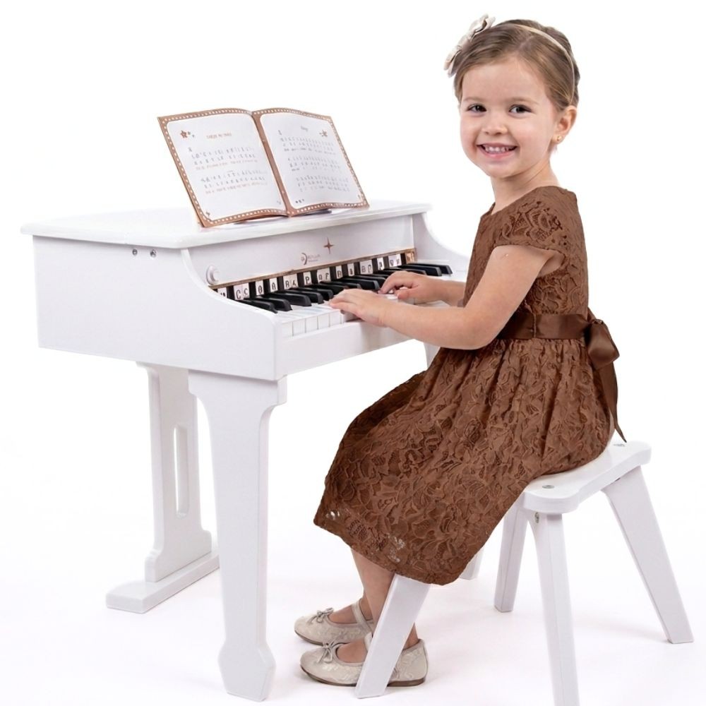 CLASSIC WORLD didelis vaikiškas pianinas su kėdute ir natų knygele