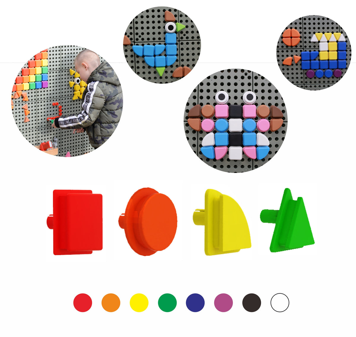 MASTERKIDZ geometriniai elementai, 8 spalvos, 256 vnt. – STEM lentos priedai
