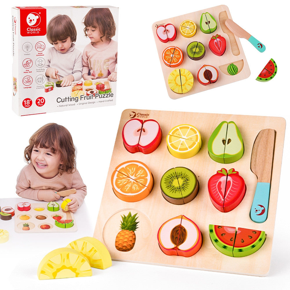 CLASSIC WORLD Montessori vaisių pjaustymo rinkinys su lipukais, 20 vnt.
