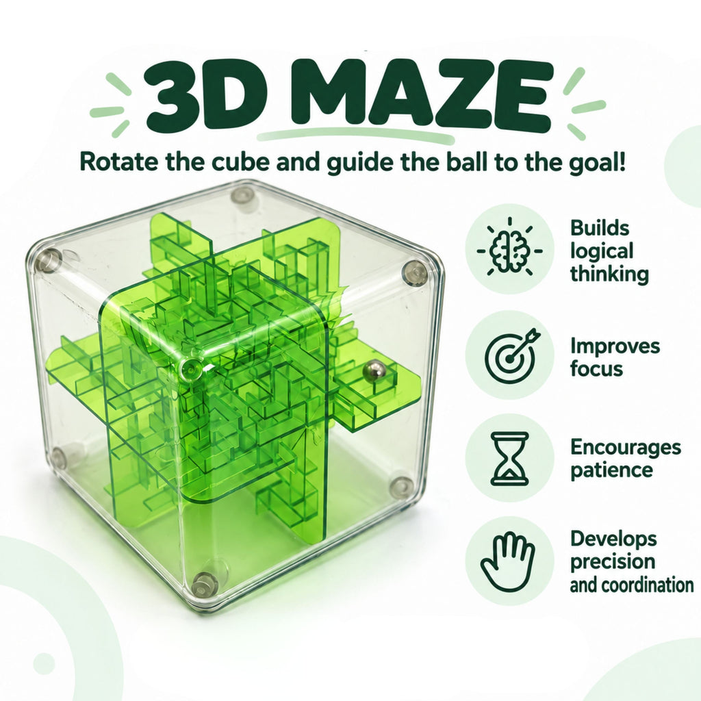 WOOPIE 3D labirintas-kubas su kamuoliuku, žalias