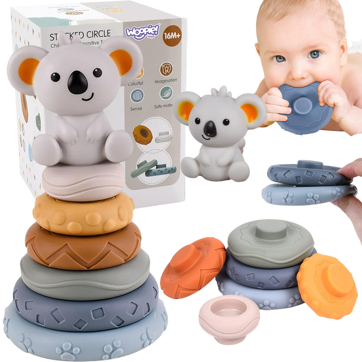 WOOPIE BABY lavinamoji piramidė-kramtukas „Koala“ 2 in 1