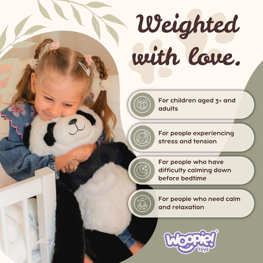 WOOPIE sveriamoji sensorinė pliušinė panda, 65 cm, 2,5 kg