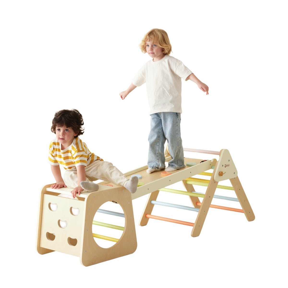 CLASSIC WORLD medinis Montessori laipiojimo trikampio rinkinys 5 in 1 – vidaus žaidimų aikštelė ir sporto salė vaikams