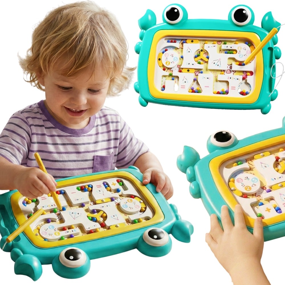 WOOPIE Montessori magnetinė lenta-labirintas „Krabas“, turkio spalvos
