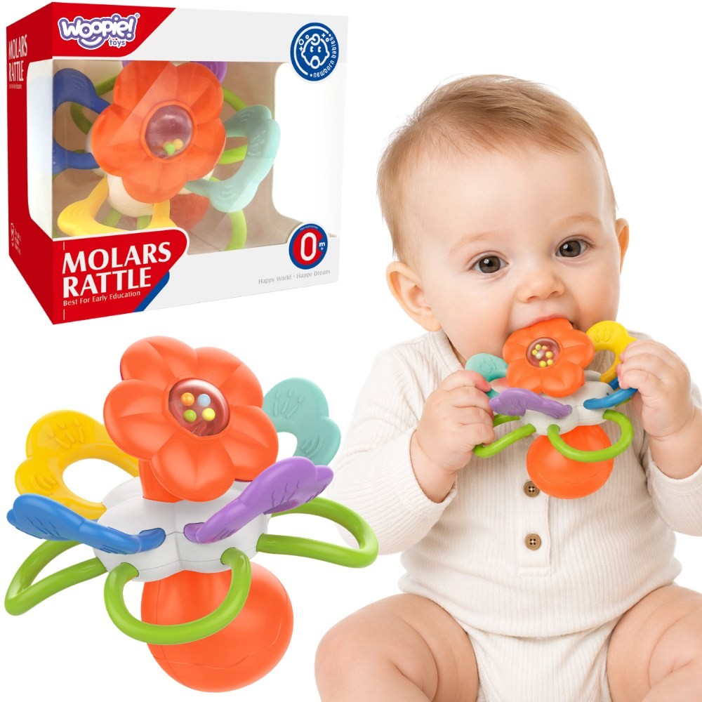WOOPIE BABY sensorinis barškutis-kramtukas „Gėlytė“, nuo gimimo