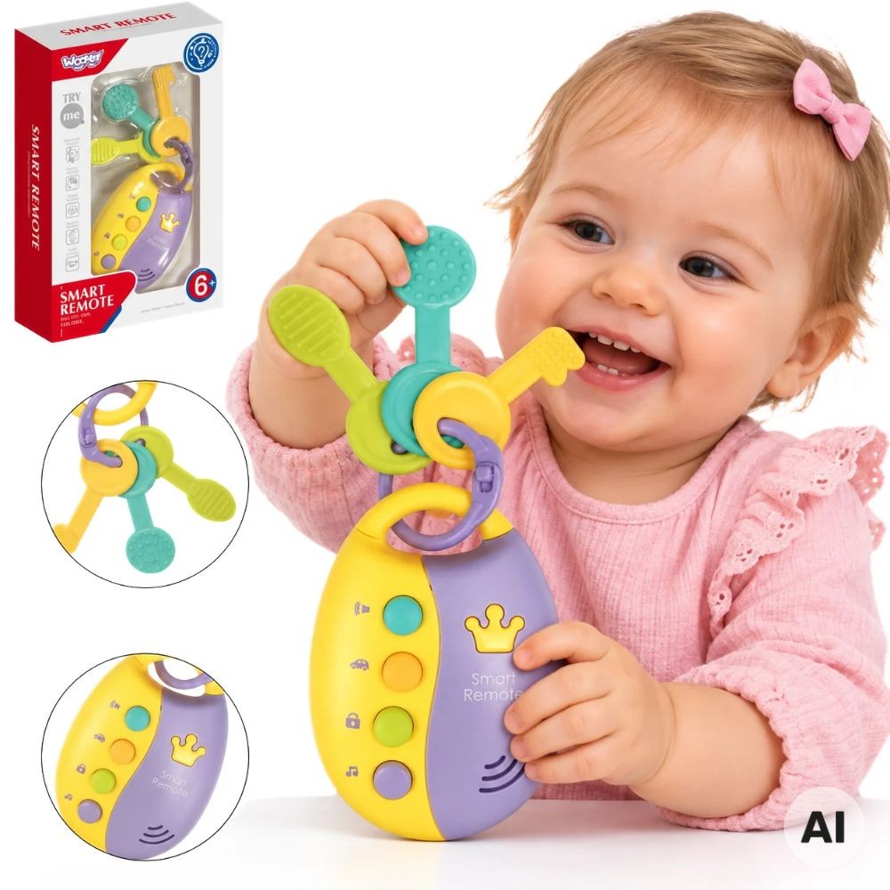 WOOPIE BABY interaktyvūs automobilio raktai su pulteliu ir kramtukais 2in1