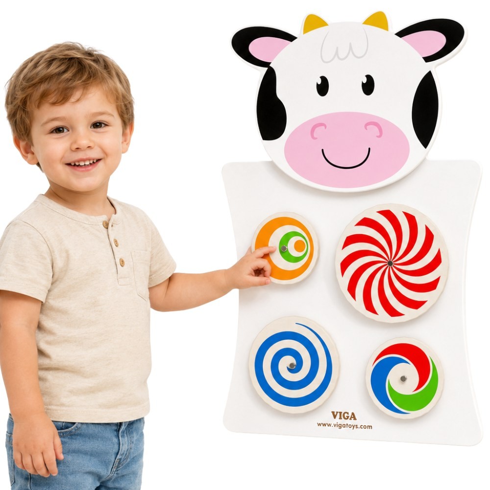 VIGA medinė manipuliacinė lenta „Karvutė“, FSC, Montessori