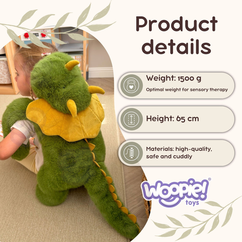 WOOPIE sveriamasis sensorinis pliušinis dinozauras, 65 cm, 1,5 kg