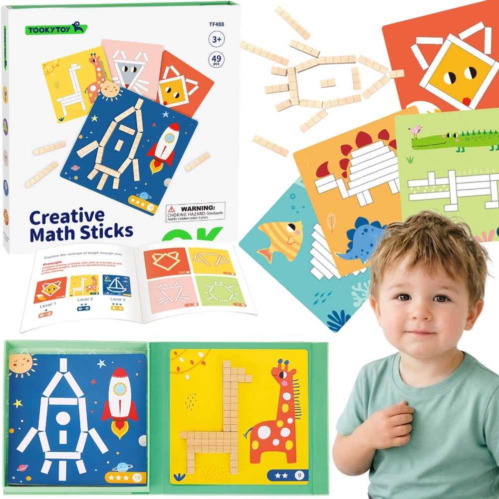 TOOKY TOY loginis galvosūkių žaidimas – magnetinės kaladėlės vaikams, 49 vnt.