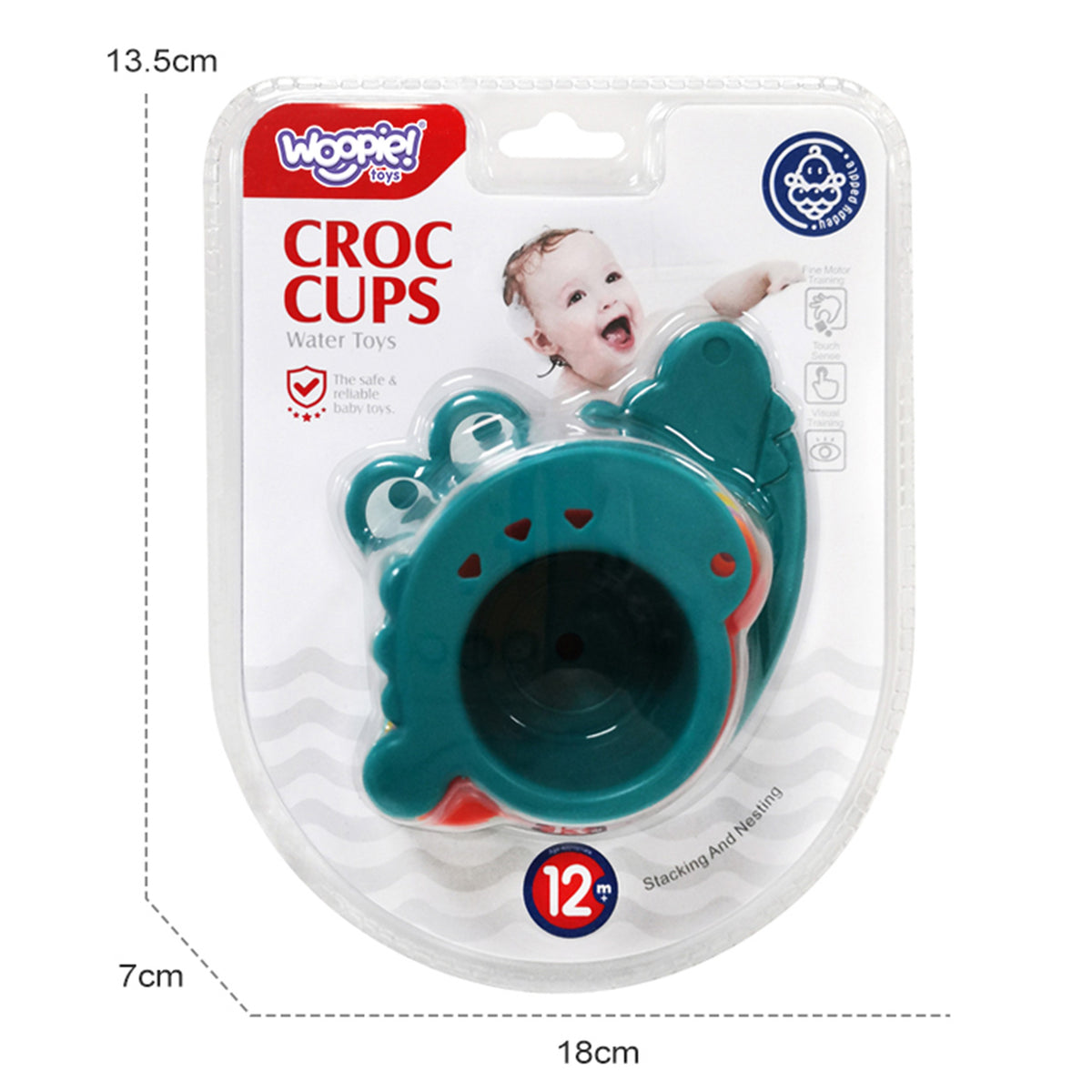 WOOPIE BABY vonios žaislas – persipilantys puodeliai „Krokodilas“, 8 vnt.