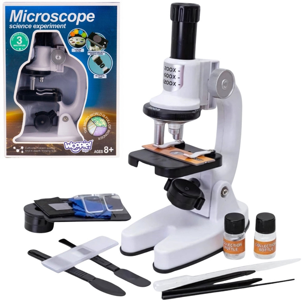 WOOPIE skaitmeninis LED mikroskopas, 1200x didinimas, XXL rinkinys su telefono adapteriu, 8+