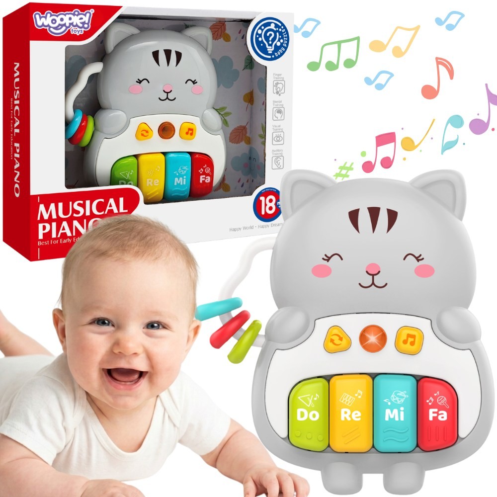 WOOPIE interaktyvus pianinas „Kačiukas“ su garsais ir šviesa, nuo 18 mėn.