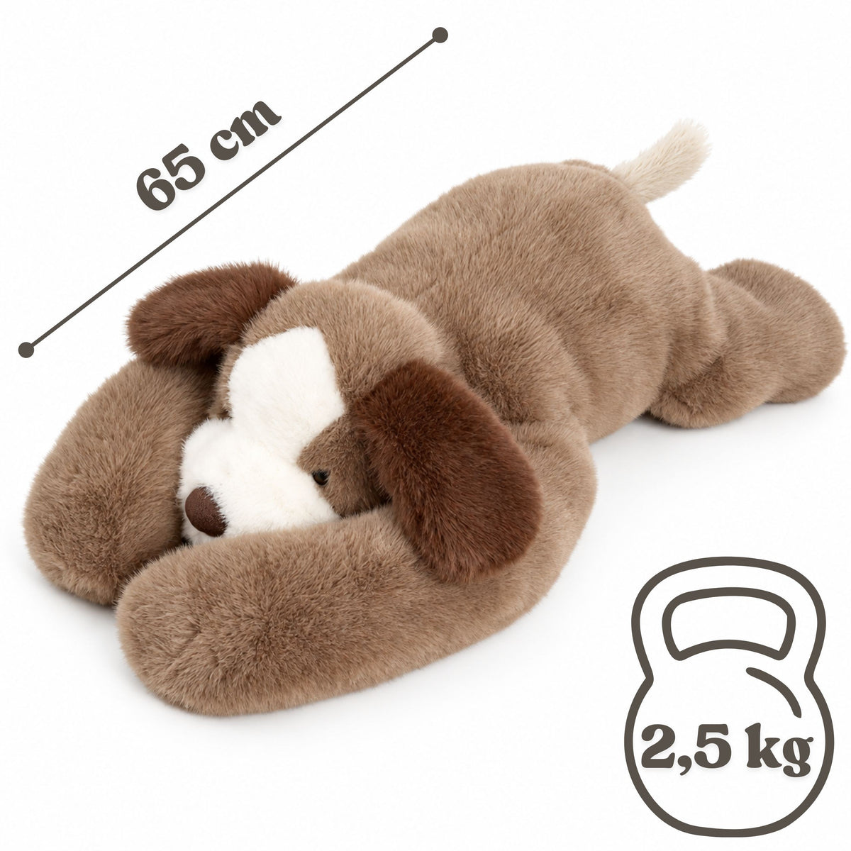 WOOPIE sveriamasis sensorinis pliušinis šuniukas, 65 cm, 2,5 kg