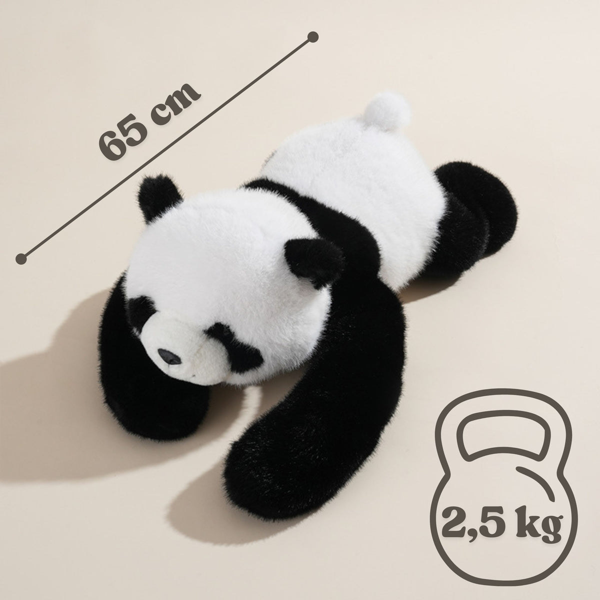 WOOPIE sveriamoji sensorinė pliušinė panda, 65 cm, 2,5 kg