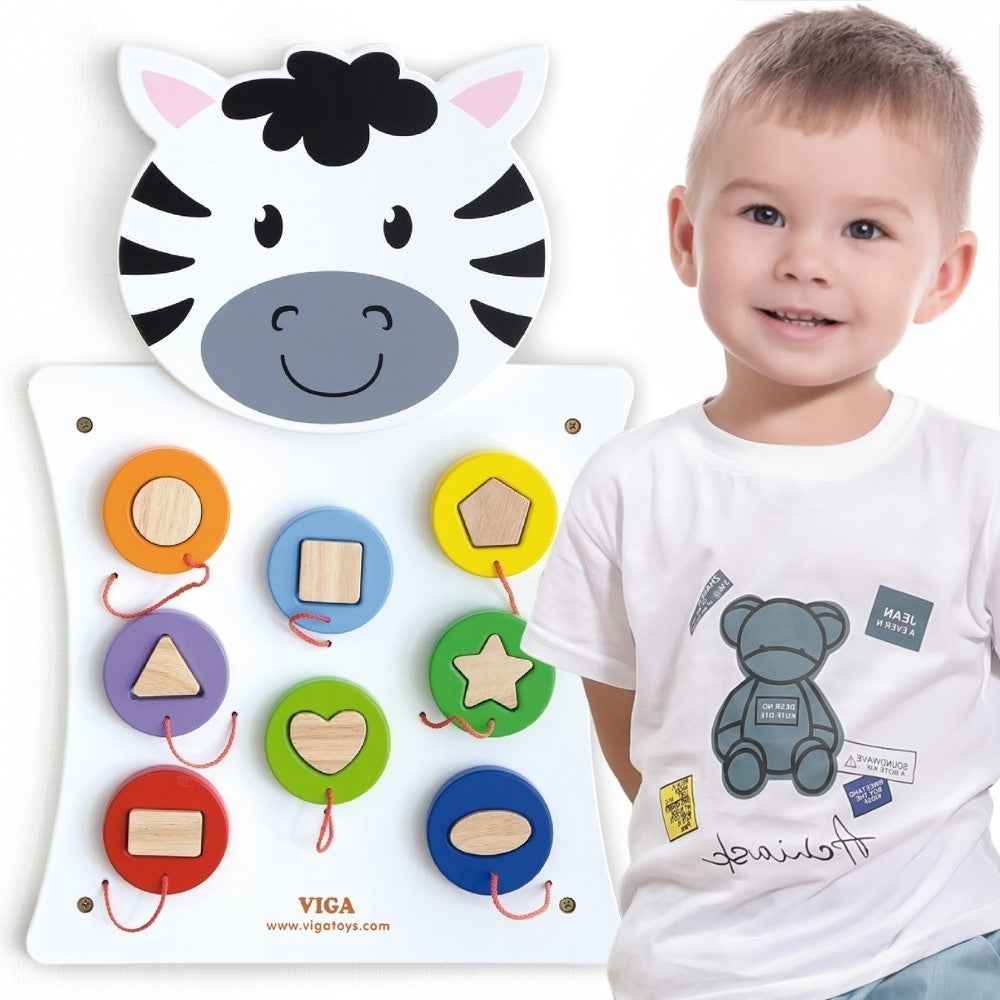 VIGA medinė manipuliacinė lenta „Zebras“, FSC, Montessori