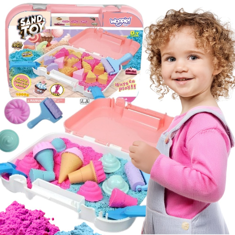WOOPIE kinetinio smėlio rinkinys „Ledai“ lagaminėlyje, 1 kg + priedai