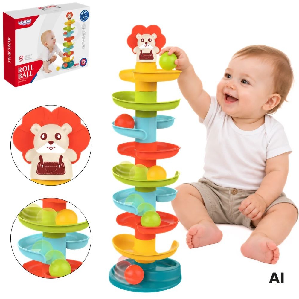 WOOPIE BABY kamuoliukų trasa-spiralė su 6 kamuoliukais