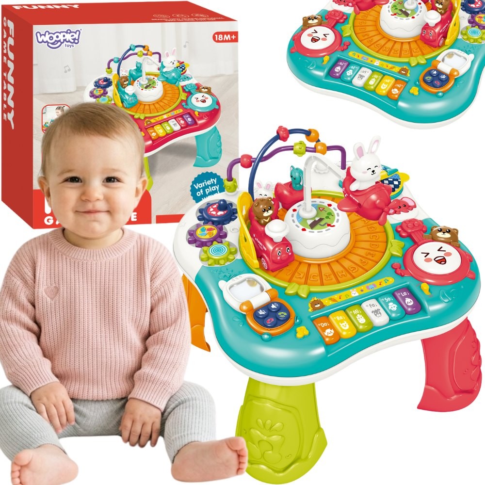 WOOPIE BABY interaktyvus lavinamasis staliukas „2 in 1“ su pianinu ir garsais