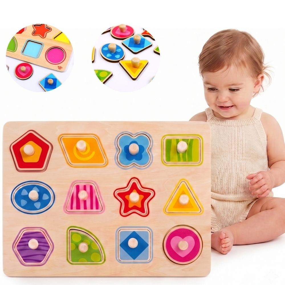 TOOKY TOY Montessori formų pažinimo dėlionė su rankenėlėmis