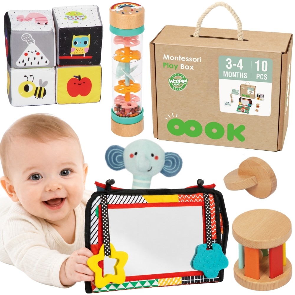 WOOPIE GREEN XXL 6 in 1 Montessori sensorinių ir lavinamųjų žaislų dėžė, FSC