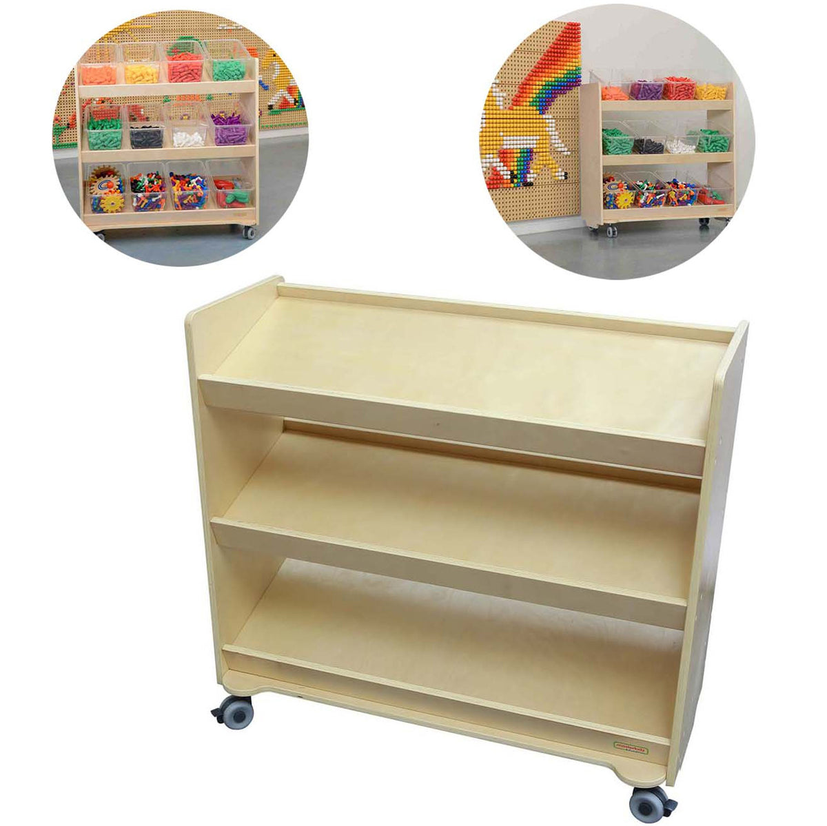 MASTERKIDZ lentyna ant ratukų – 3 lentynos STEM lentos priedams, 800H x 800L