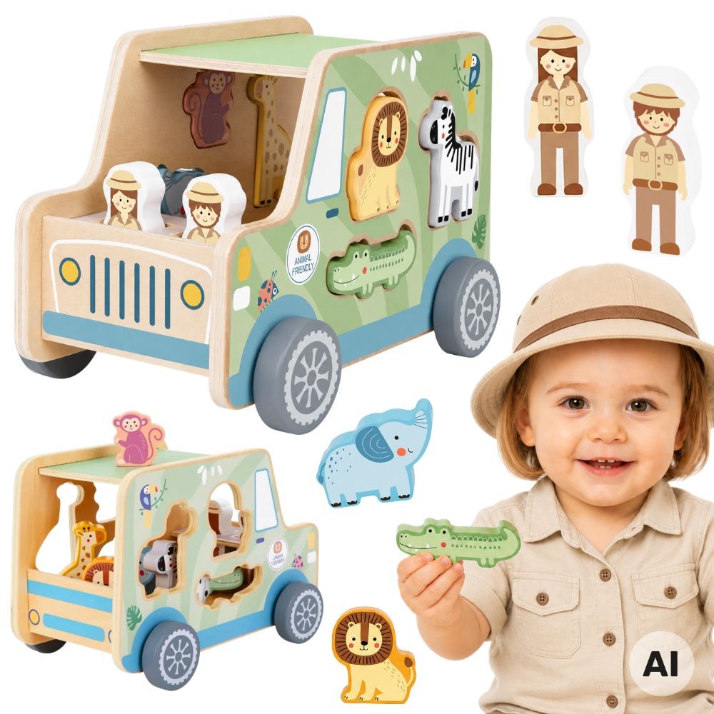 TOOKY TOY safario automobilis – veiklų kubas