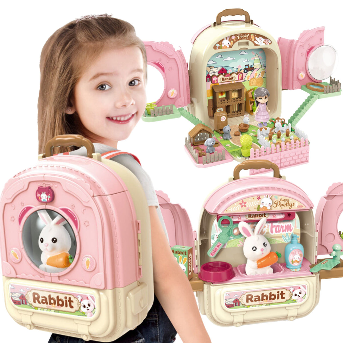 WOOPIE 3 in 1 triušiukas kuprinėje – ūkis su nameliu ir sodu