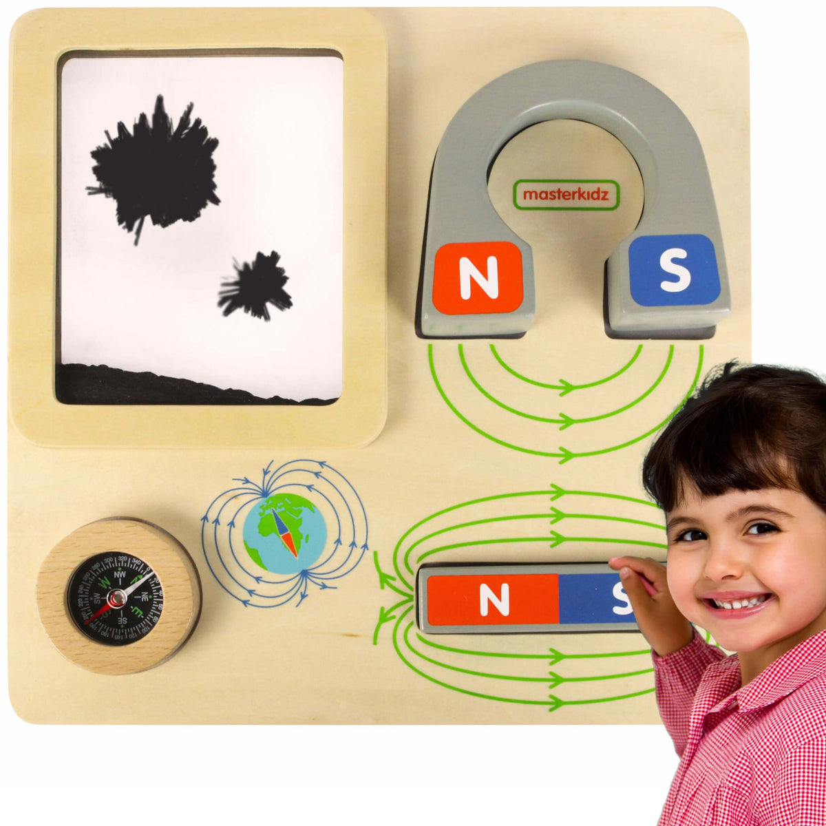 MASTERKIDZ magnetinių žaidimų lavinamoji Montessori lenta su kompasu