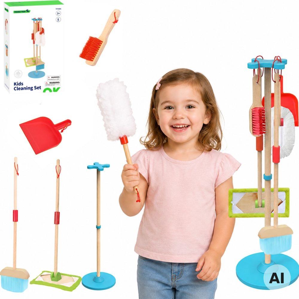 TOOKY TOY medinis vaikiškas valymo rinkinys, 6 vnt.