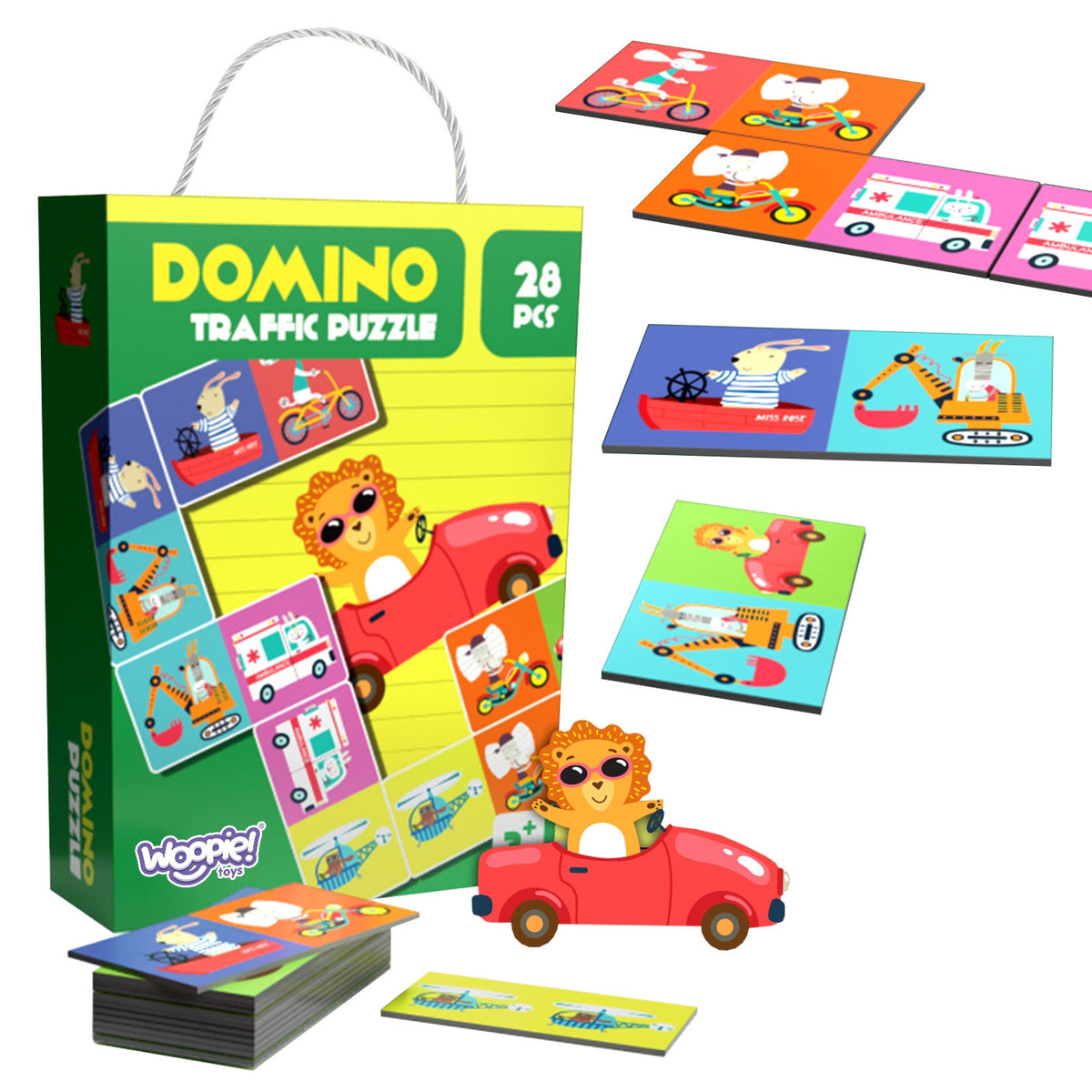 WOOPIE lavinamasis Montessori domino „Gyvūnai ir transportas“