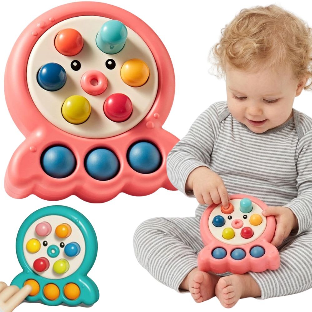 WOOPIE 2 in 1 arkadinis žaidimas „Sumušk kurmį“ – traukiamas aštuonkojis, rožinis