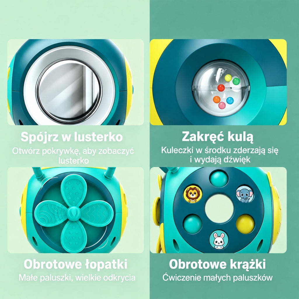 WOOPIE interaktyvus Montessori lavinamasis kamuolys su rūšiuokle ir pianinu