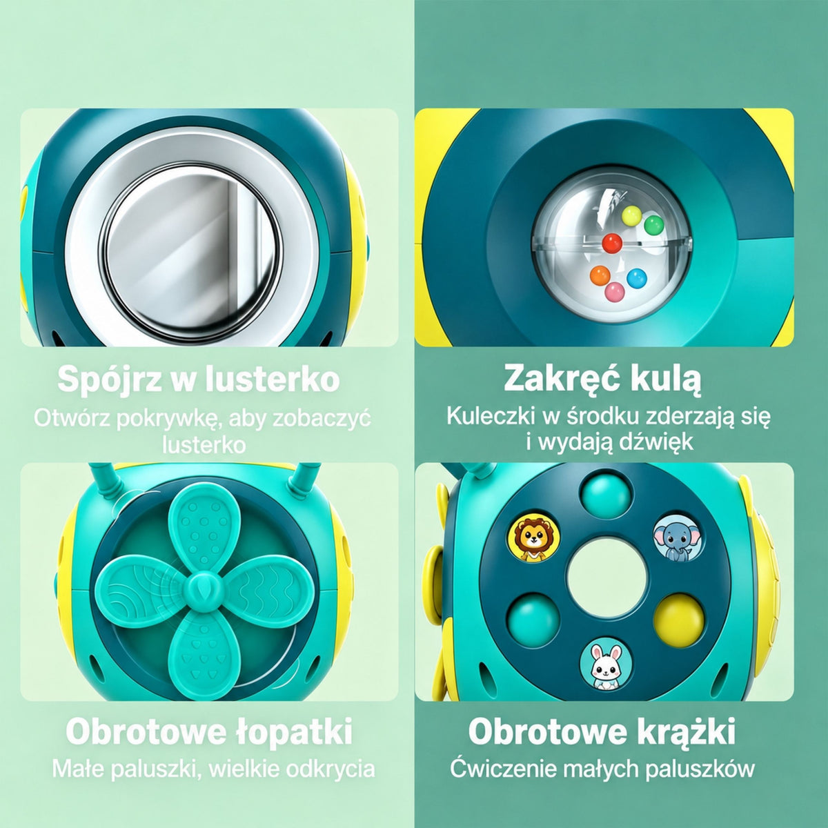 WOOPIE interaktyvus Montessori lavinamasis kamuolys su rūšiuokle ir pianinu