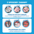 WOOPIE dailės rinkinys su blizgia folija ir spalvinimo kortelėmis „Delfinas“, 121 vnt.