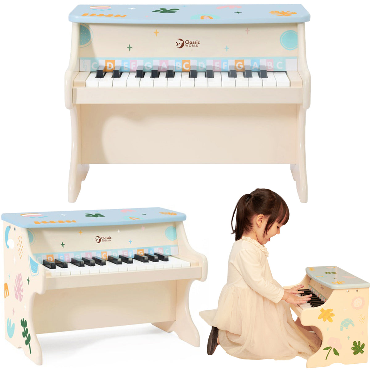CLASSIC WORLD muzikinis pianinas vaikams mokytis groti su knygele
